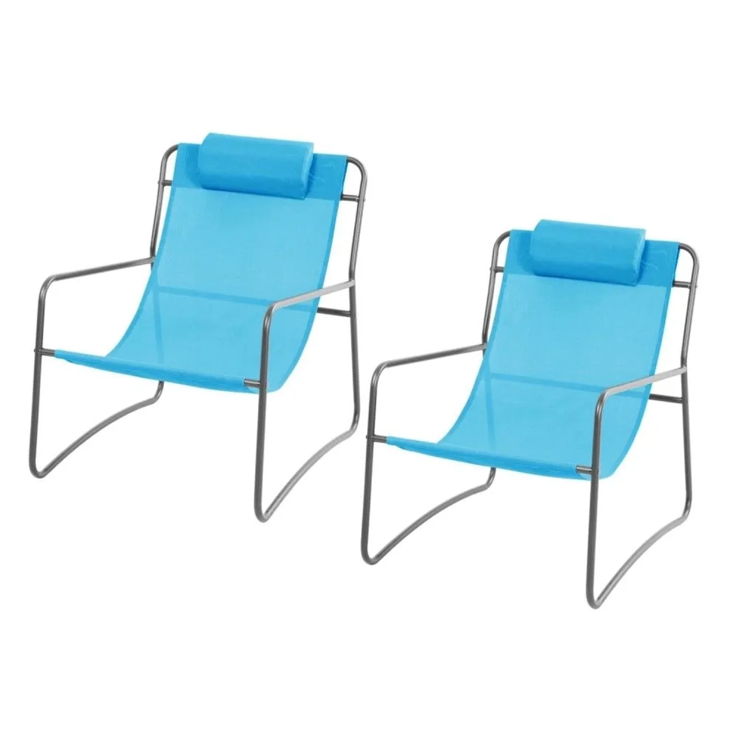Svita Sveio 2er Set Outdoor Relaxsessel Gartenstuhl Mit Kissen Liegestuhl Blau