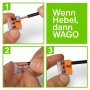 Wago Hebelklemme: 3-polige Verbindungsklemme im Einsatz, 50er Pack.
