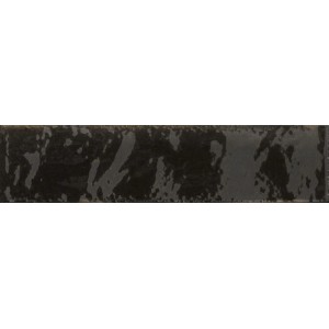 Schwarze, glänzende Wandfliese Lotis im Format 6x24 cm für den Innenbereich.
