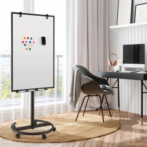 Mobiles Costway Flipchart Whiteboard 100x65 cm mit Ständer, Magneten und Zubehör.