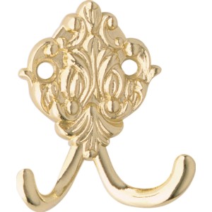 Glänzender Messing Wandhaken 507 mit dekorativem Design.