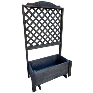 Anthrazitfarbener Promadino Rankkasten Romantica 80x140cm aus Holz mit Rankgitter.