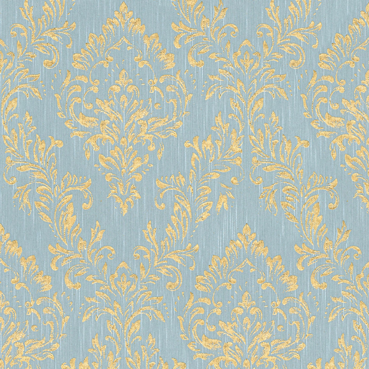 Bricoflor Glitzer Tapete Edel Textil Vliestapete mit Barock Muster in Hellblau Gold Metallic Textiltapete mit Ornament f