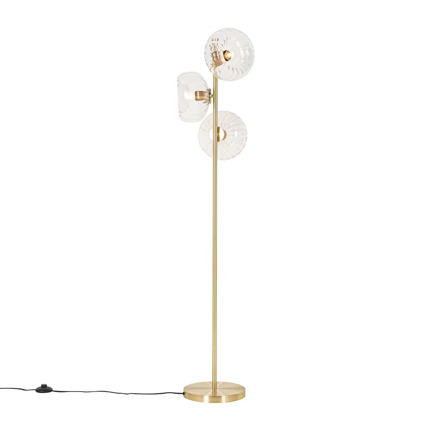 QAZQA Art-Deco-Stehlampe Gold mit Glas 3-flammig Ayesha