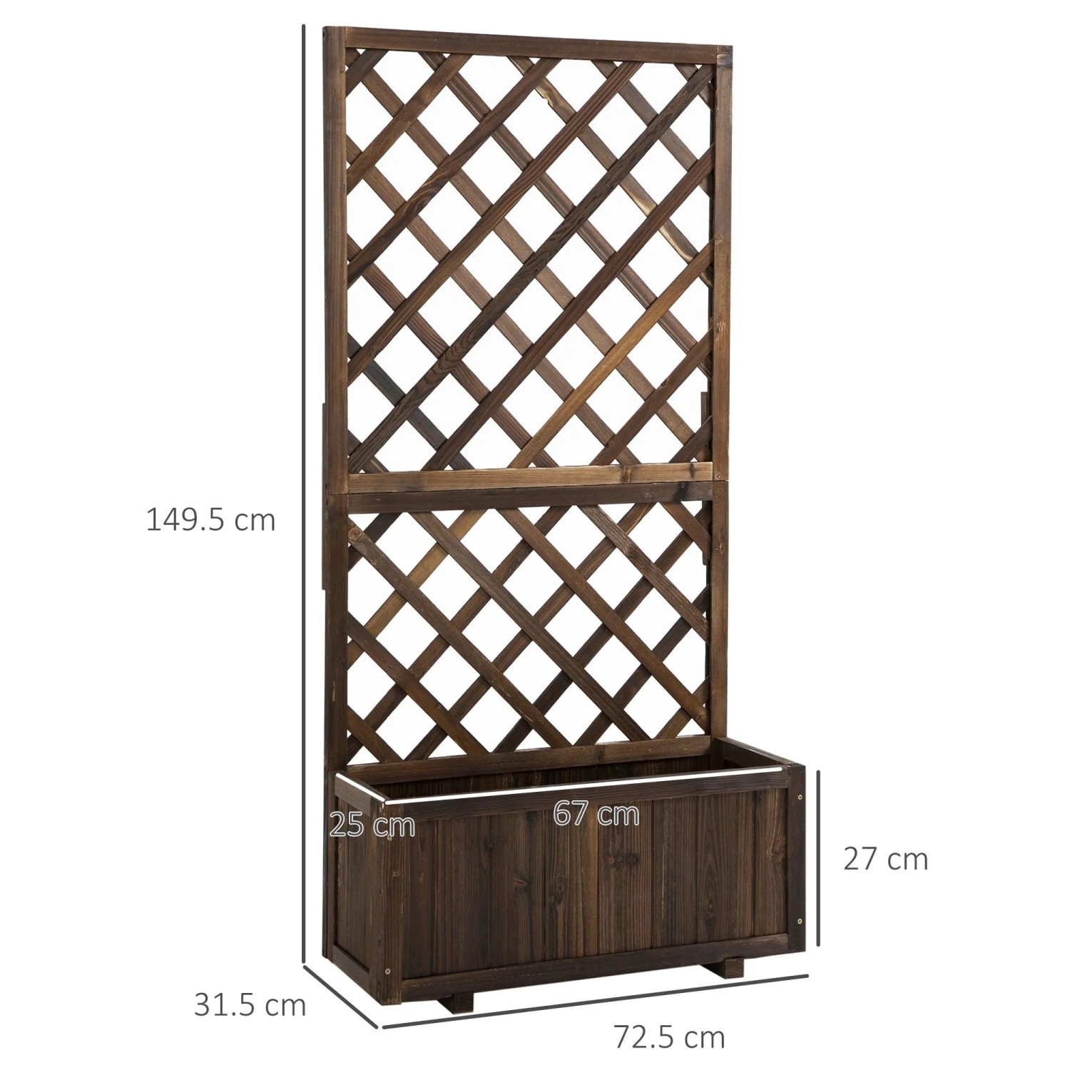 PXloue Blumenkasten Aus Holz Hochbeet Mit Rankgitter Für Garten Terrasse Balkon 72,5x31,5x149,5cm