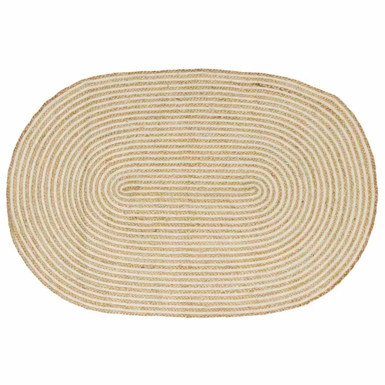 vidaXL Teppich Natur und Weiß 100 x 152 cm Jute 42010763