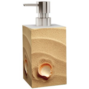 Sanilo Seifenspender Clam mit Sand- und Muschelmuster für Bad und Küche.
