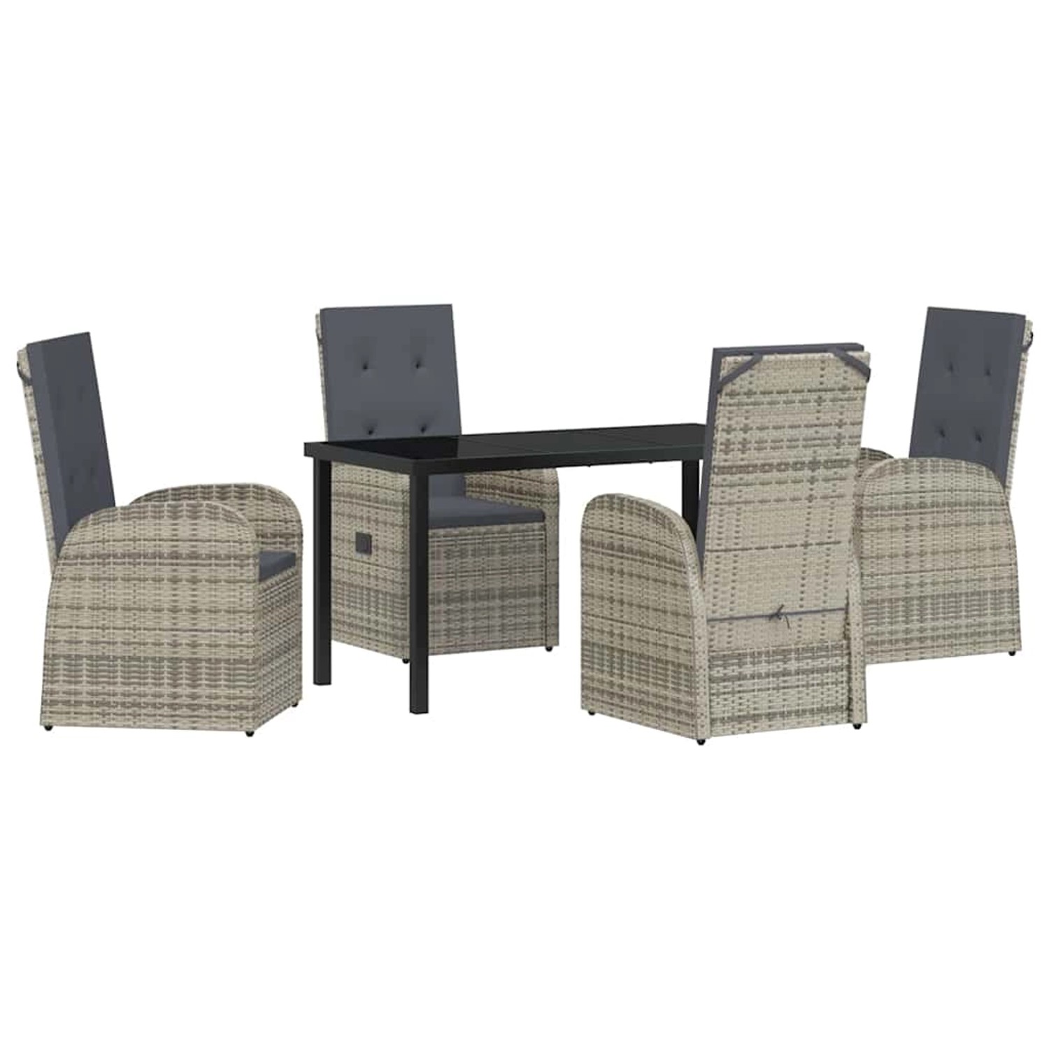 vidaXL Garten Essgruppe mit Kissen 5-Tlg Grau Poly Rattan 3379480 günstig online kaufen