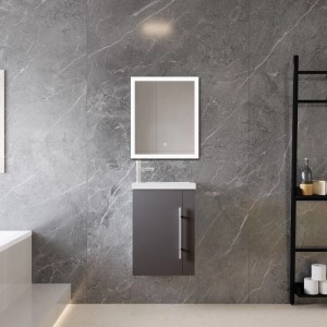 AICA Waschtisch mit Unterschrank SILVIA, 45 cm, anthrazit matt. Badmöbel Set für Gäste WC.