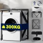 Schwarzes DELUKE Stapelgestell für Waschmaschine/Trockner mit 300 kg Tragkraft.