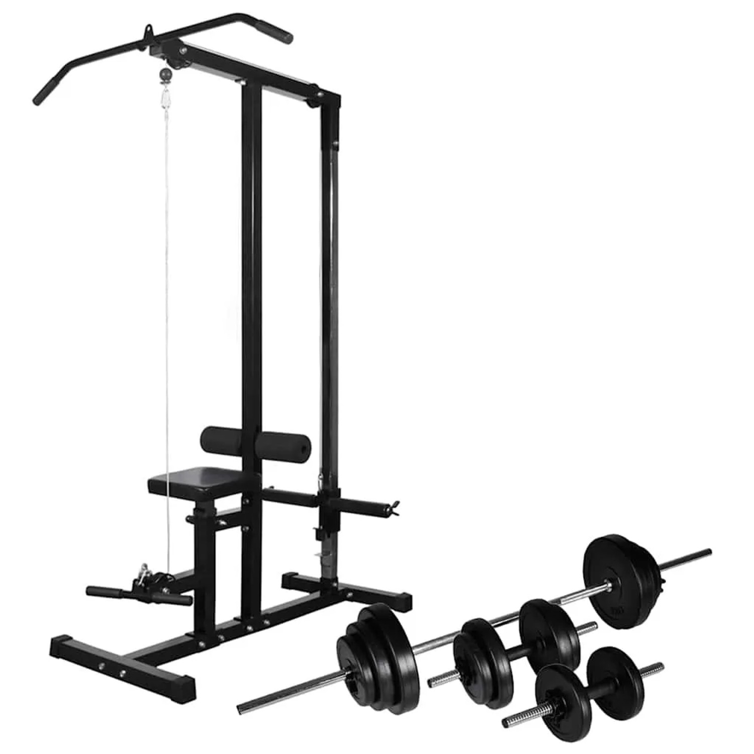 vidaXL Fitnessstation mit Langhantel und Kurzhantel Set 30,5 kg 275355
