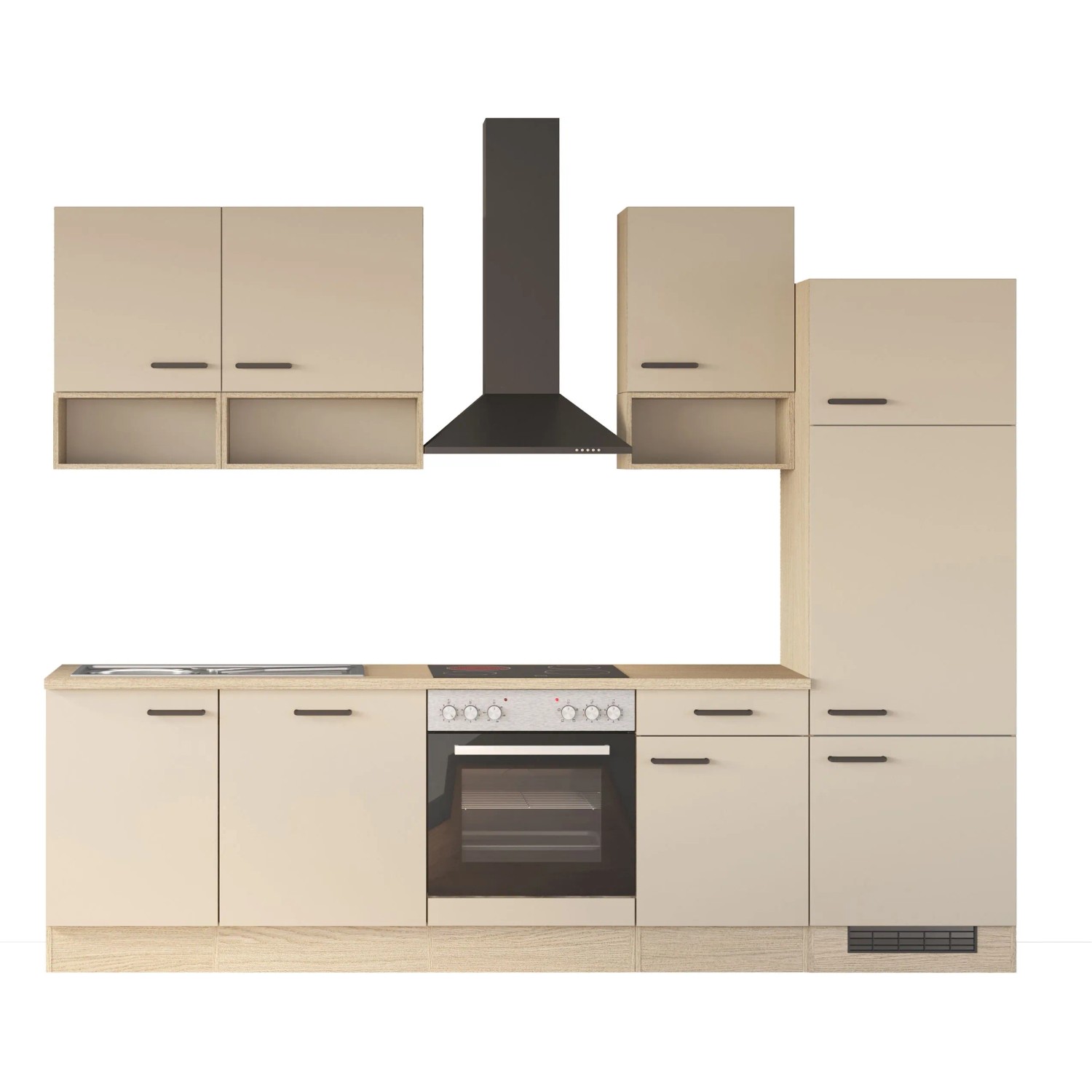 Flex-Well Exklusiv Küchenzeile 2332 Creso 280 cm Cashmere Matt - Provence Oak