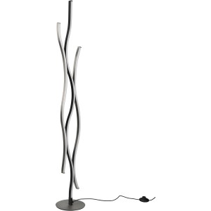 Moderne Trio LED Stehlampe Blaze, Aluminium gebürstet, dimmbar und mit verstellbarer Lichtfarbe.