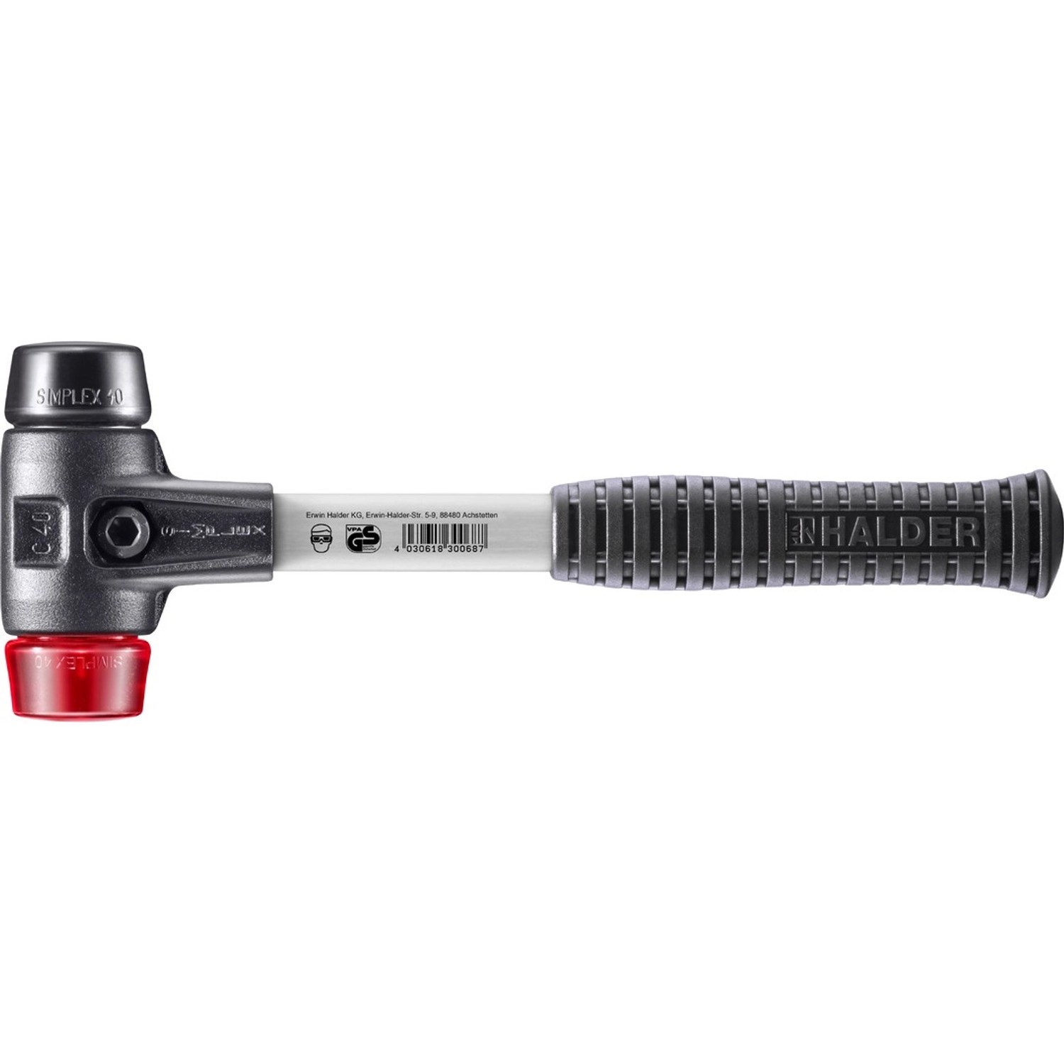 Halder Simplex Schonhammer Ø 40 mm Gummi Schwarz   Plastik Rot mit Verstärk günstig online kaufen