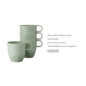 Mepal Silueta Henkelbecher 4er Set in Mauve. Stapelbare Kaffeebecher aus PET-Kunststoff.