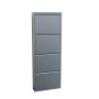 Ebuy24 Pisa Schuhschrank mit 4 Klappen, Metall Grau. Schuhkommode fertig montiert.