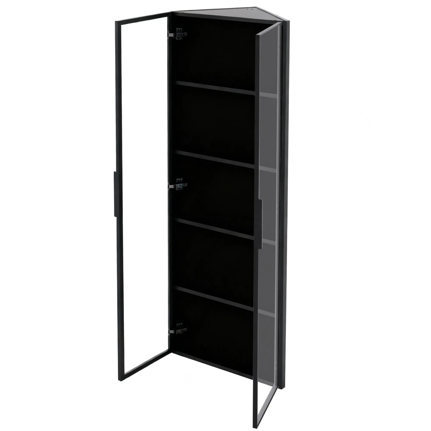 okwish Vitrine mit LED Beleuchtung Sammlung Wohnzimmer 62x35x160cm Schwarz