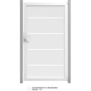 GroJa Ambiente Tor DIN links, 100x180 cm, mit Alu-Rahmen und Blockstreifen Design.