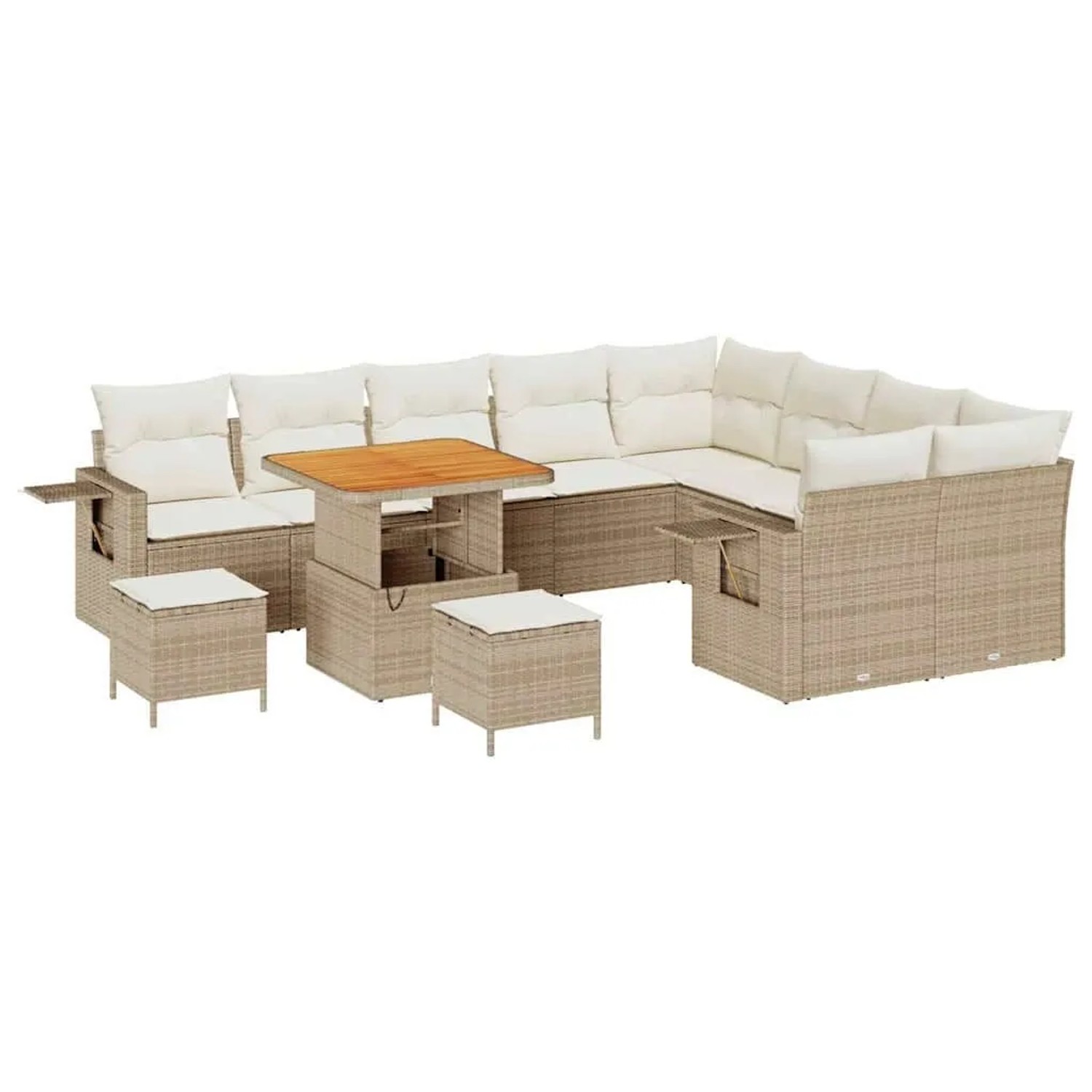 vidaXL Gartensofa-Set mit Kissen 12 Stk Beige und Creme Poly-Rattan 3363731 günstig online kaufen