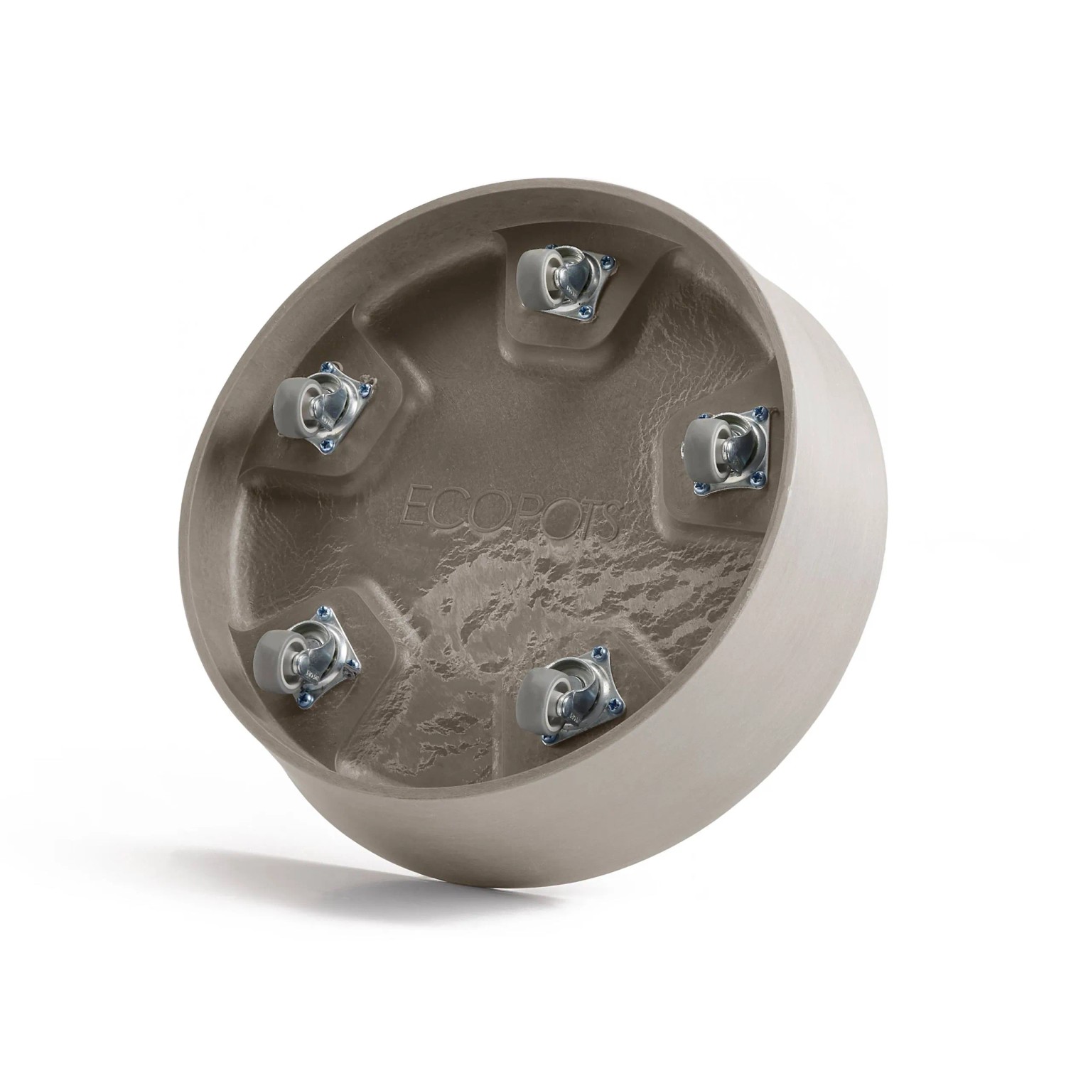 Ecopots Untersetzer Amsterdam Rollen, taupe, 28,7 cm. Unterseite mit Rollen für Blumentöpfe.