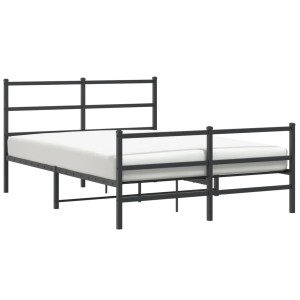 vidaXL Bettgestell mit Kopf- und Fußteil Metall Schwarz 140x190 cm 355383