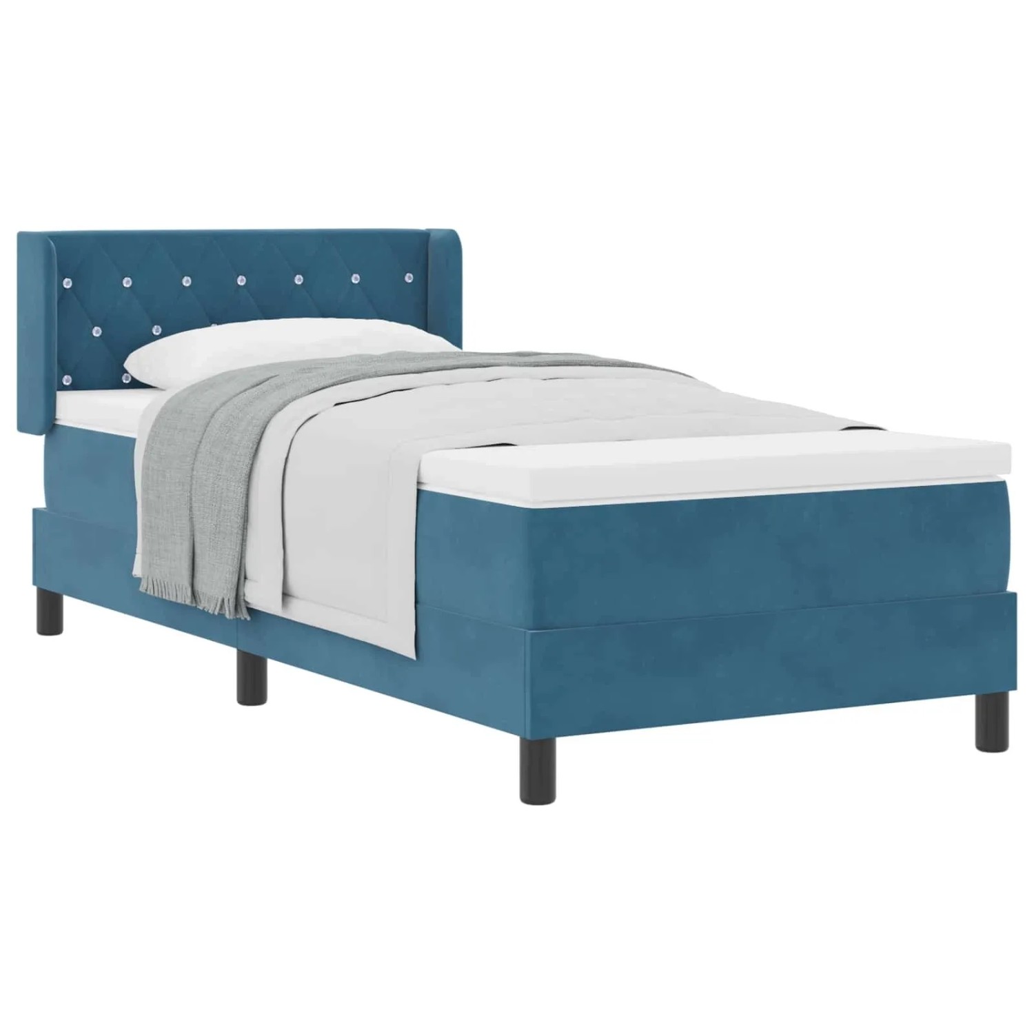 vidaXL Boxspringbett mit Matratze Dunkelblau 200 x 100 cm Polyester 3341406