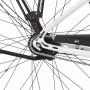 Detailaufnahme Hinterrad, Gepäckträger und Kette des weißen Fischer Cita 3.1i E-Bikes.
