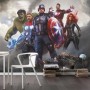 Bunte Marvel Avengers Fototapete von Komar mit Hulk, Thor, Captain America, Iron Man und Black Widow.