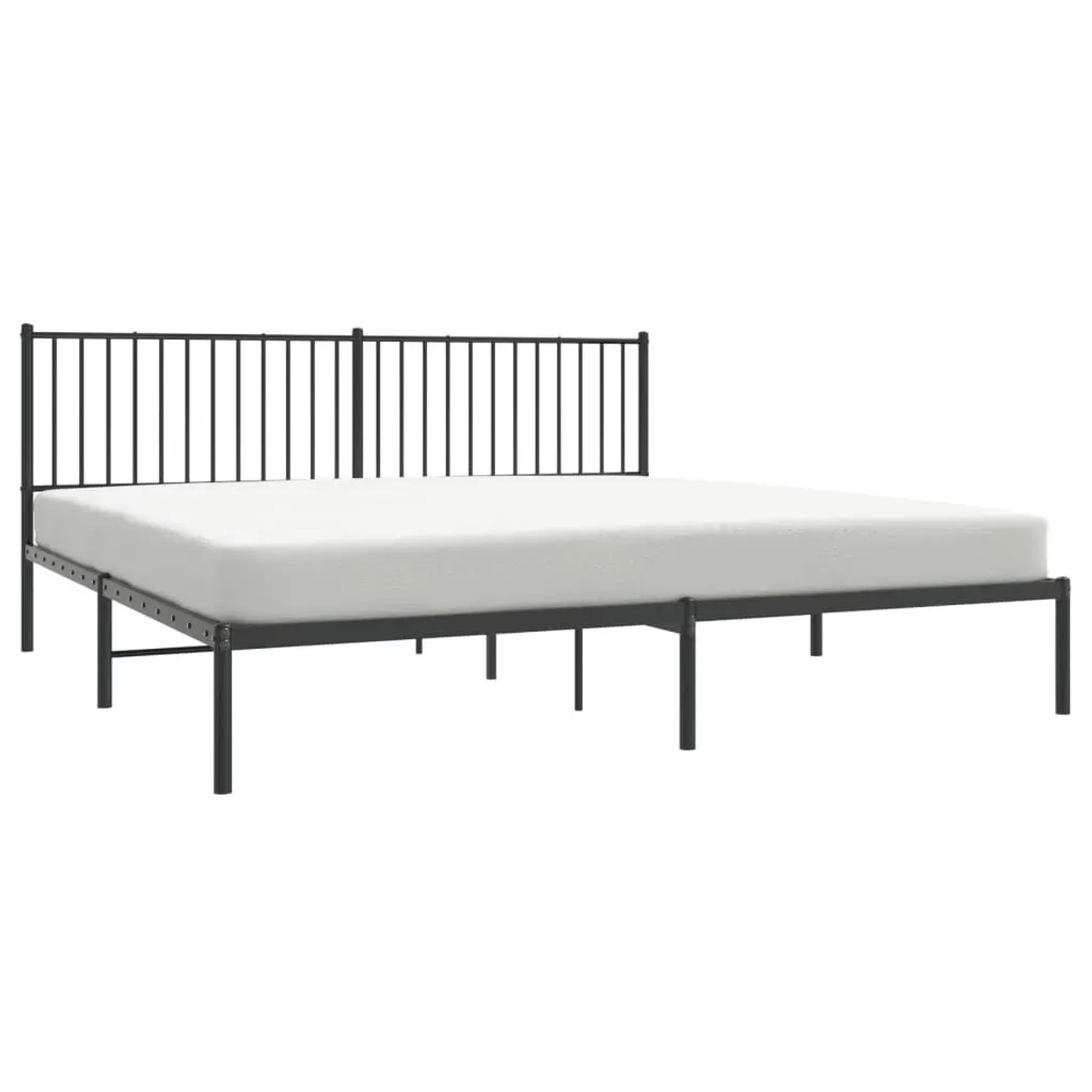 Schwarzes Metall Bettgestell mit Kopfteil, 193x203 cm, vidaXL. Bett für Schlafzimmer.