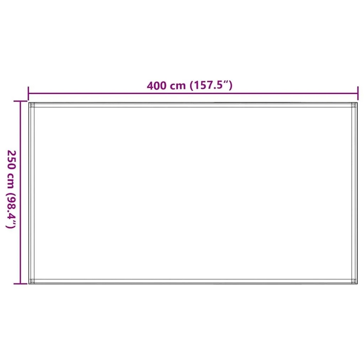 Maßzeichnung des vidaXL Zeltteppichs 250x400 cm Anthrazit für Camping & Zubehör.
