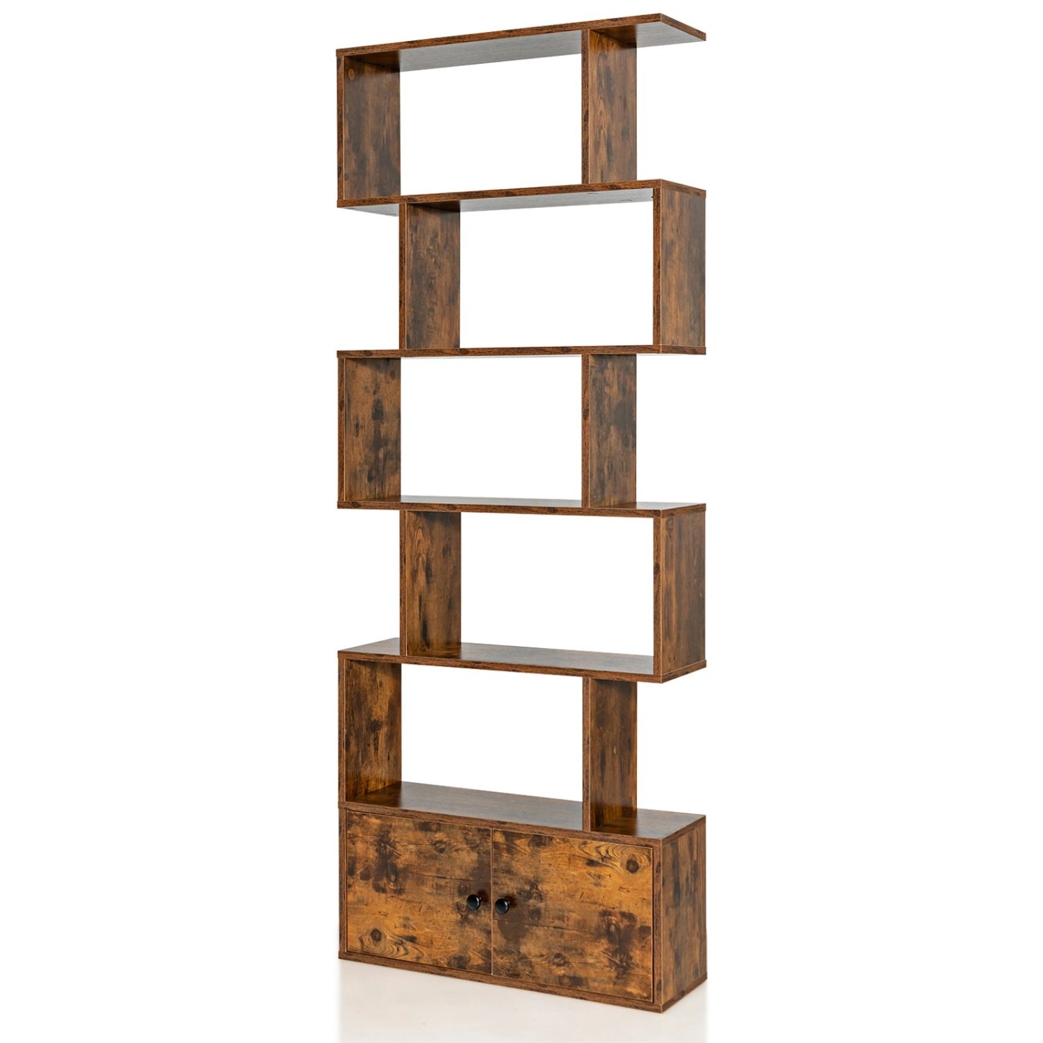 Costway Bücherregal mit Türen Standregal 183 x 70 x 23 cm Braun günstig online kaufen