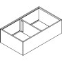Blum Ambia-Line Frontauszugsrahmen, Oriongrau Matt Stahl, mit einem Querteiler für Schubladen-Organisation.