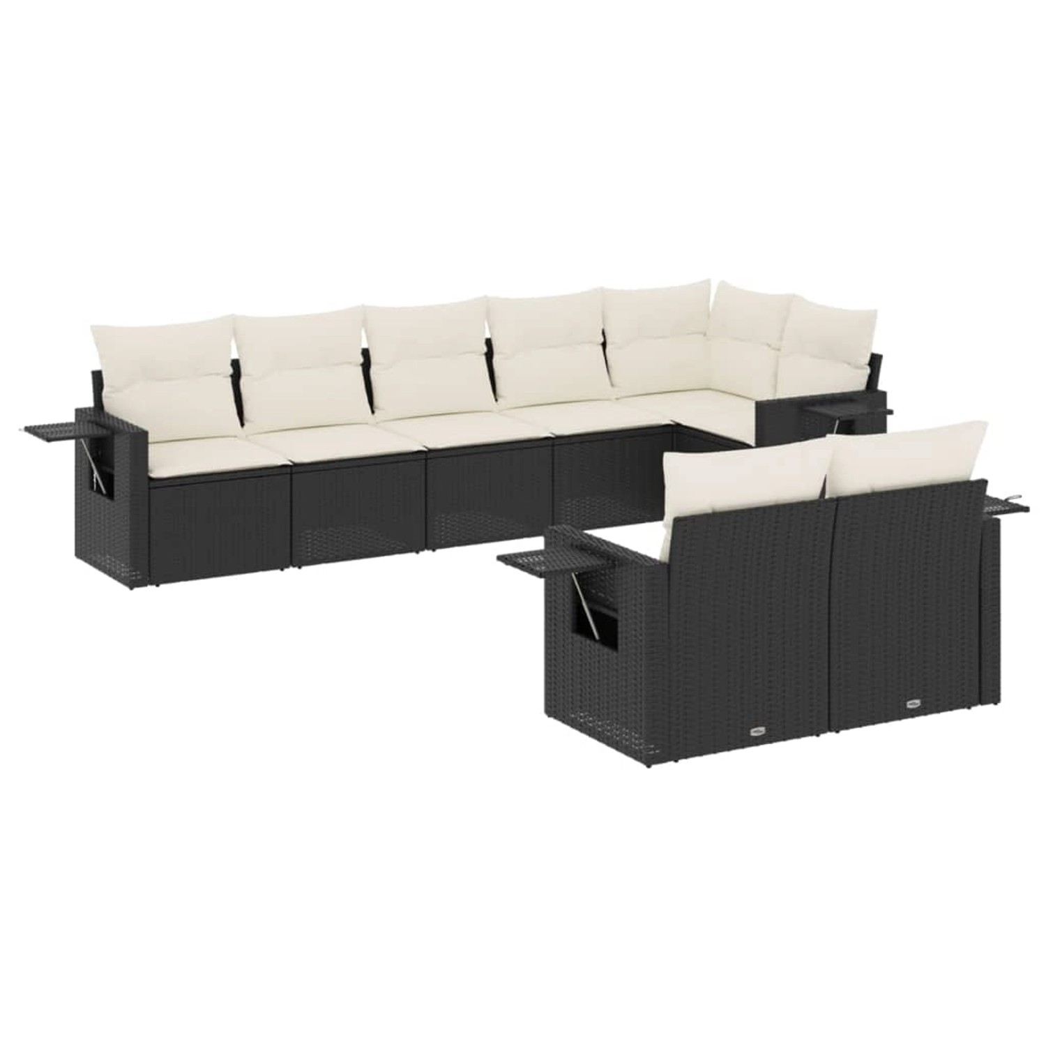 vidaXL 8-Tlg Garten-Sofagarnitur mit Kissen Schwarz Poly Rattan 3252753 günstig online kaufen