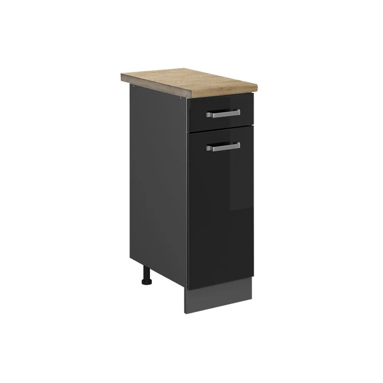 Vicco Küchenunterschrank R-Line Schwarz Hochglanz Anthrazit 30 cm AP Eiche