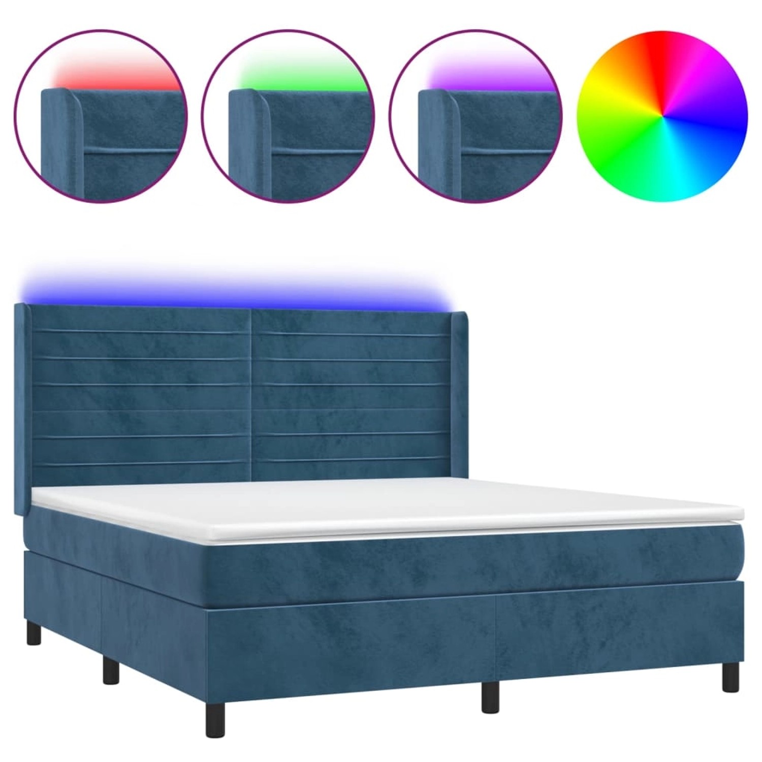 vidaXL Boxspringbett mit Matratze & LED Dunkelblau 160x200 cm Samt 3139635 günstig online kaufen