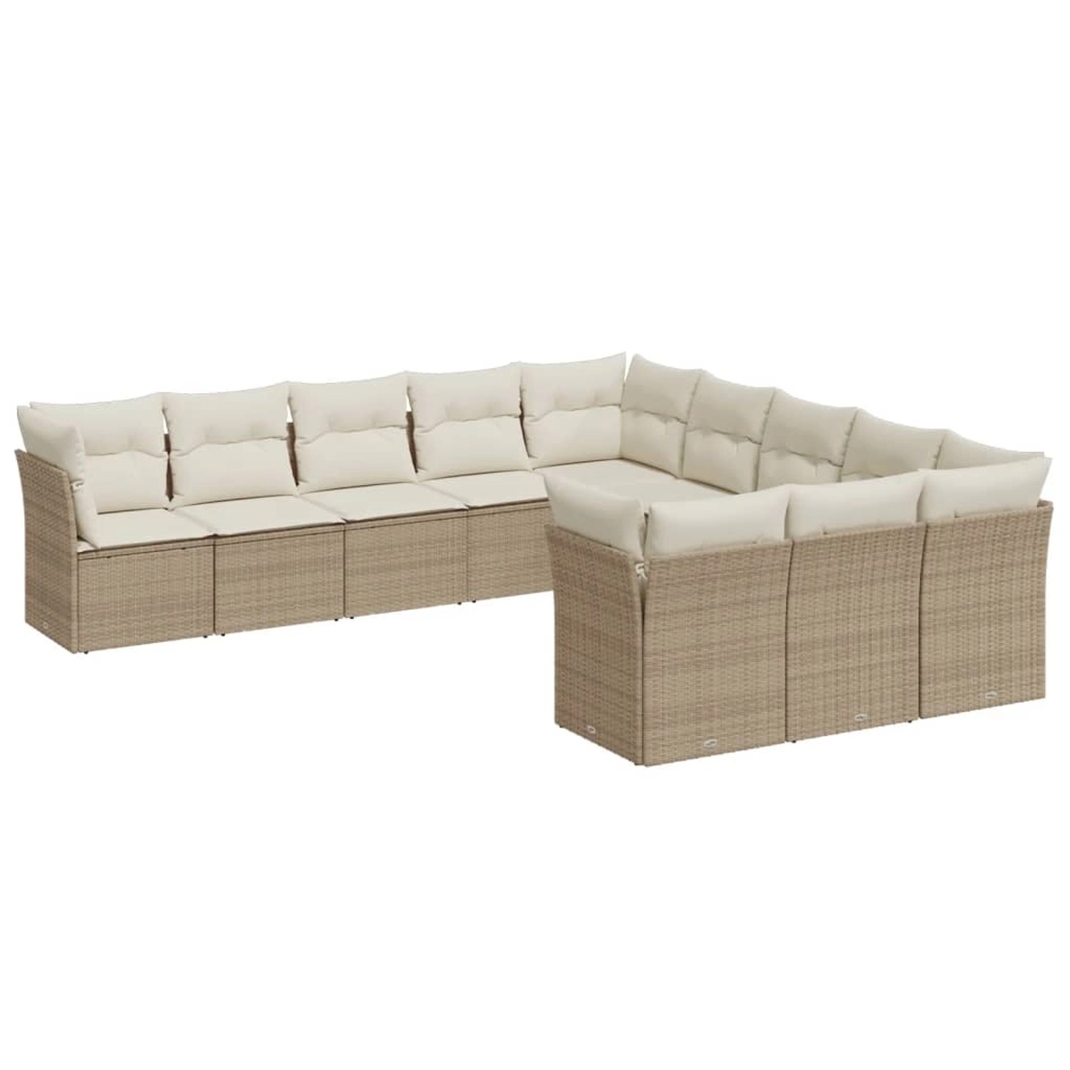 vidaXL 11-Tlg Garten-Sofagarnitur mit Kissen Beige Poly Rattan 3218408 günstig online kaufen