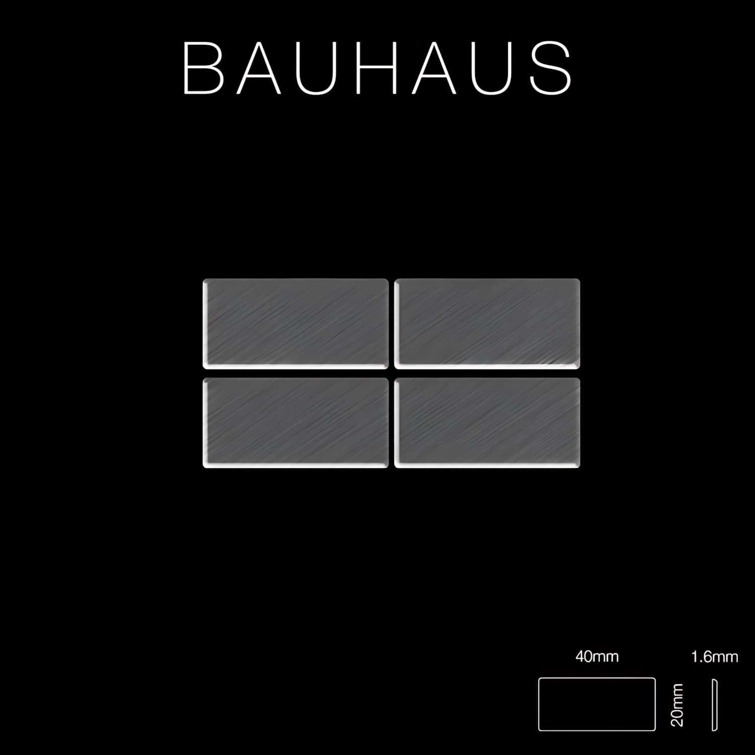 Mosaikfliese ALLOY Massiv Metall Titan Gebürstet Dunkelgrau, Bauhaus Design.