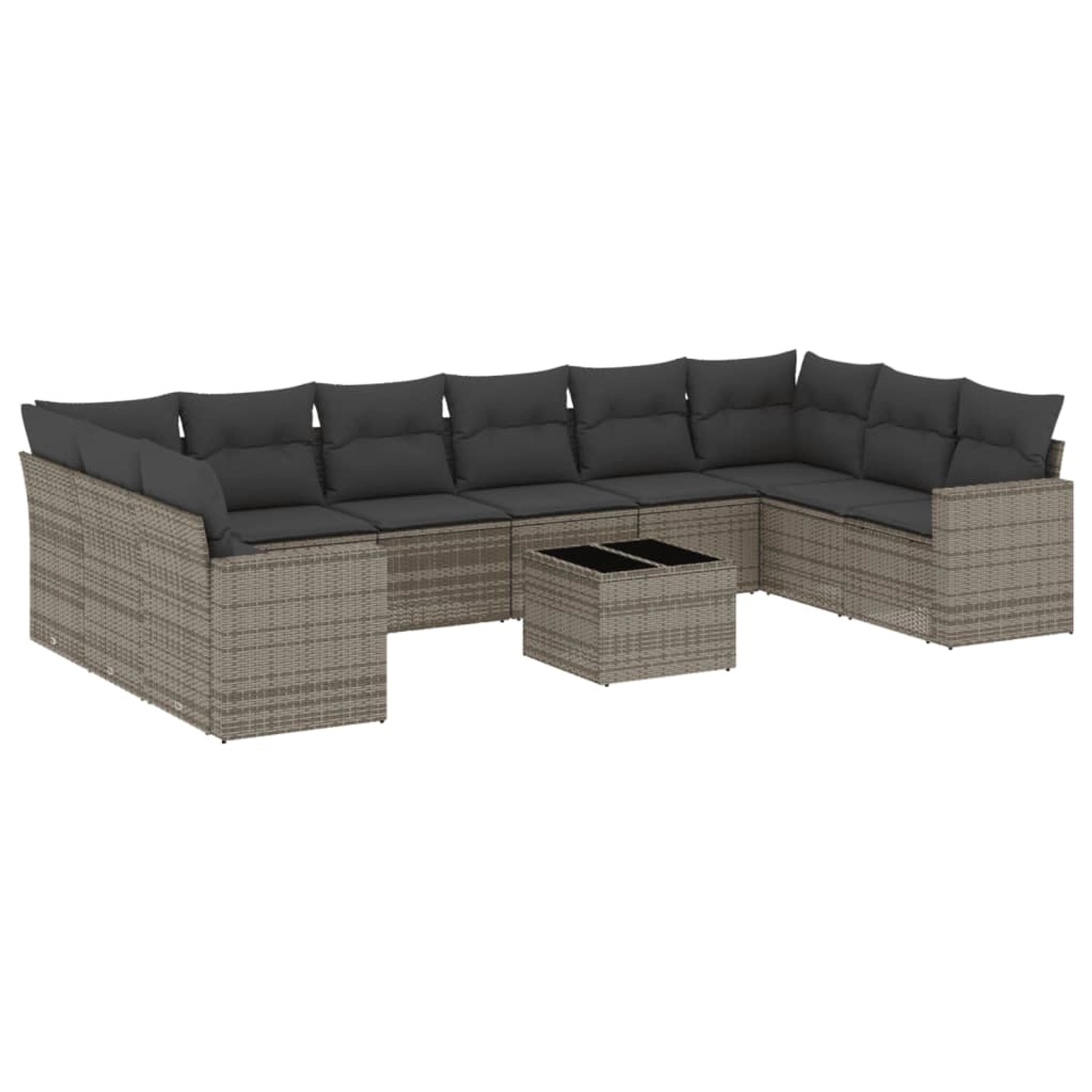 vidaXL 11-Tlg Garten-Sofagarnitur mit Kissen Grau Poly Rattan 3219470 günstig online kaufen