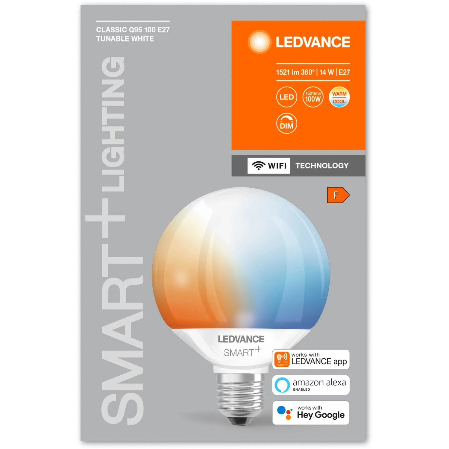 Ledvance Smart+ Wifi Globe TW E27/14W Klar: Intelligente LED Lampe mit Farbwechsel und App-Steuerung.