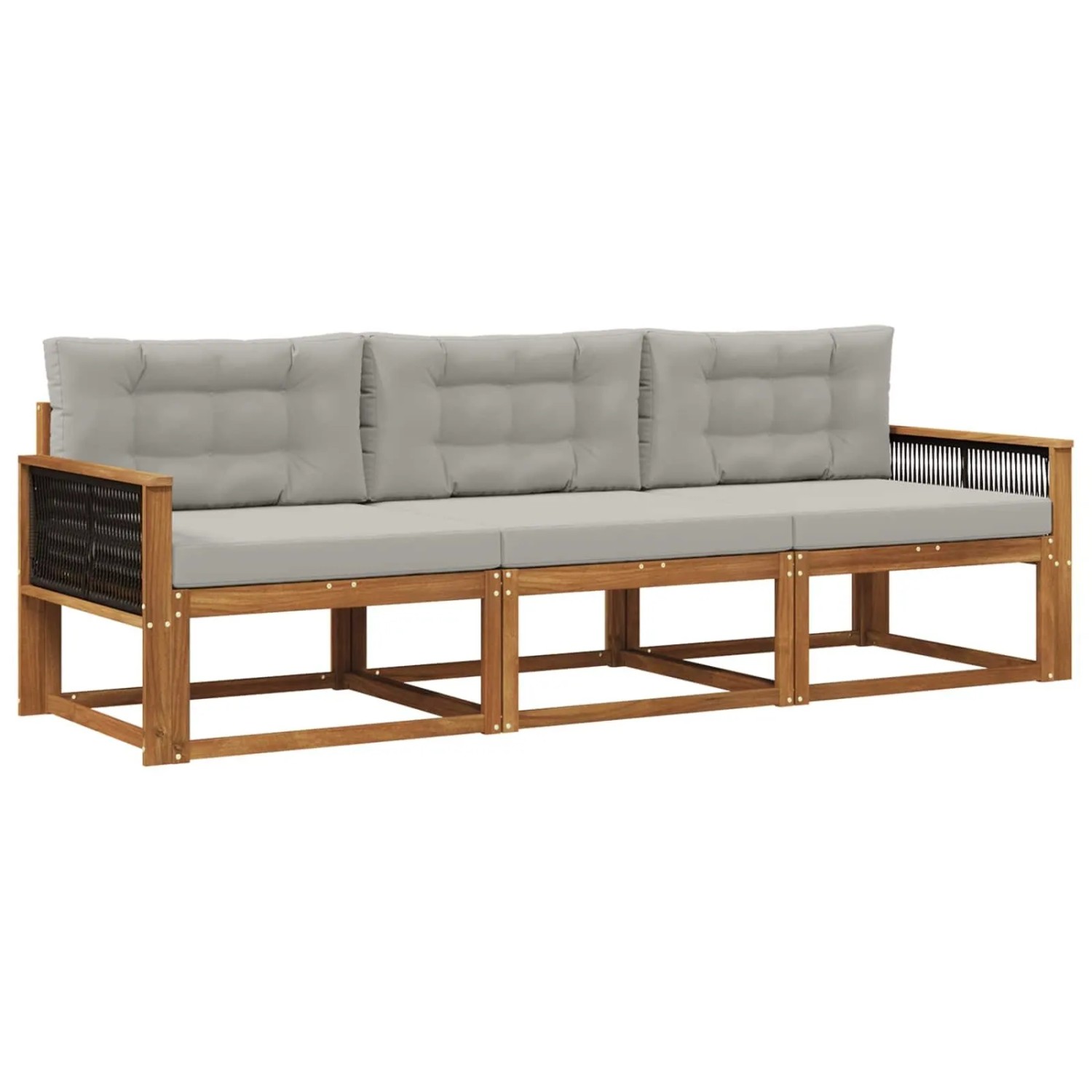 vidaXL Outdoor-Sofagarnitur mit Kissen 3 Stk Natur und Hellgrau 3382304