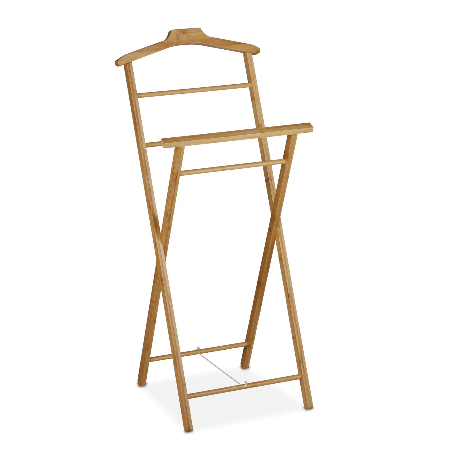 Relaxdays Stummer Diener Bambus Natur Zusammenklappbar 110 cm x 47 cm x 38 cm 1,9 kg