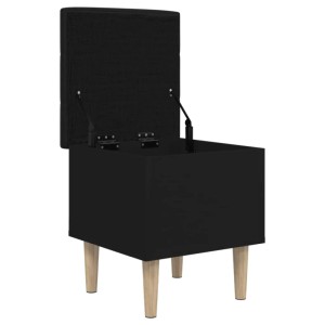 Schwarze vidaXL Sitzbank mit Stauraum, Holzwerkstoff, Deckel geöffnet.