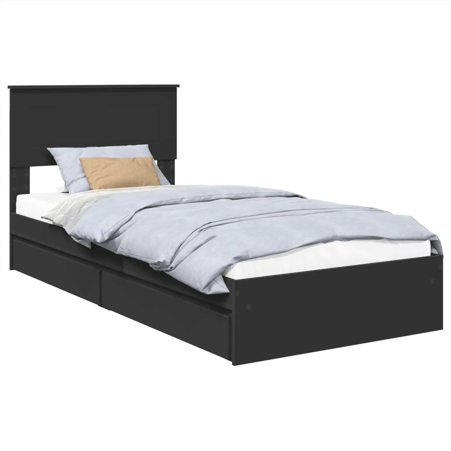 vidaXL Stauraumbett Schwarz 100 x 200 cm Holzwerkstoff 3408488 günstig online kaufen