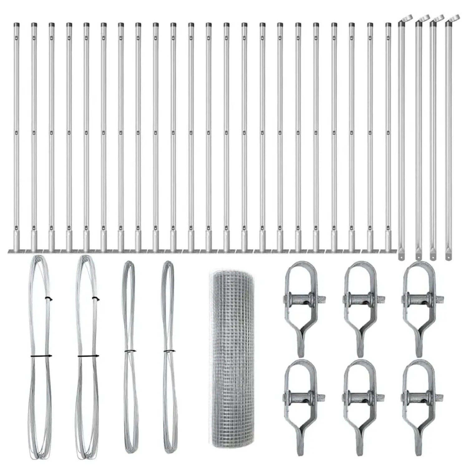 vidaXL Zaunpfosten Silber 100 x 0,8 m 19 x 19 mm Maschenweite Stahl 3352381 günstig online kaufen