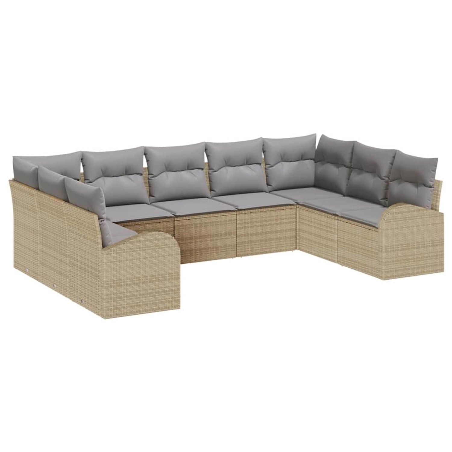 vidaXL Garten-Sofa-Set 9-Tlg Beige Poly Rattan 3346200 günstig online kaufen