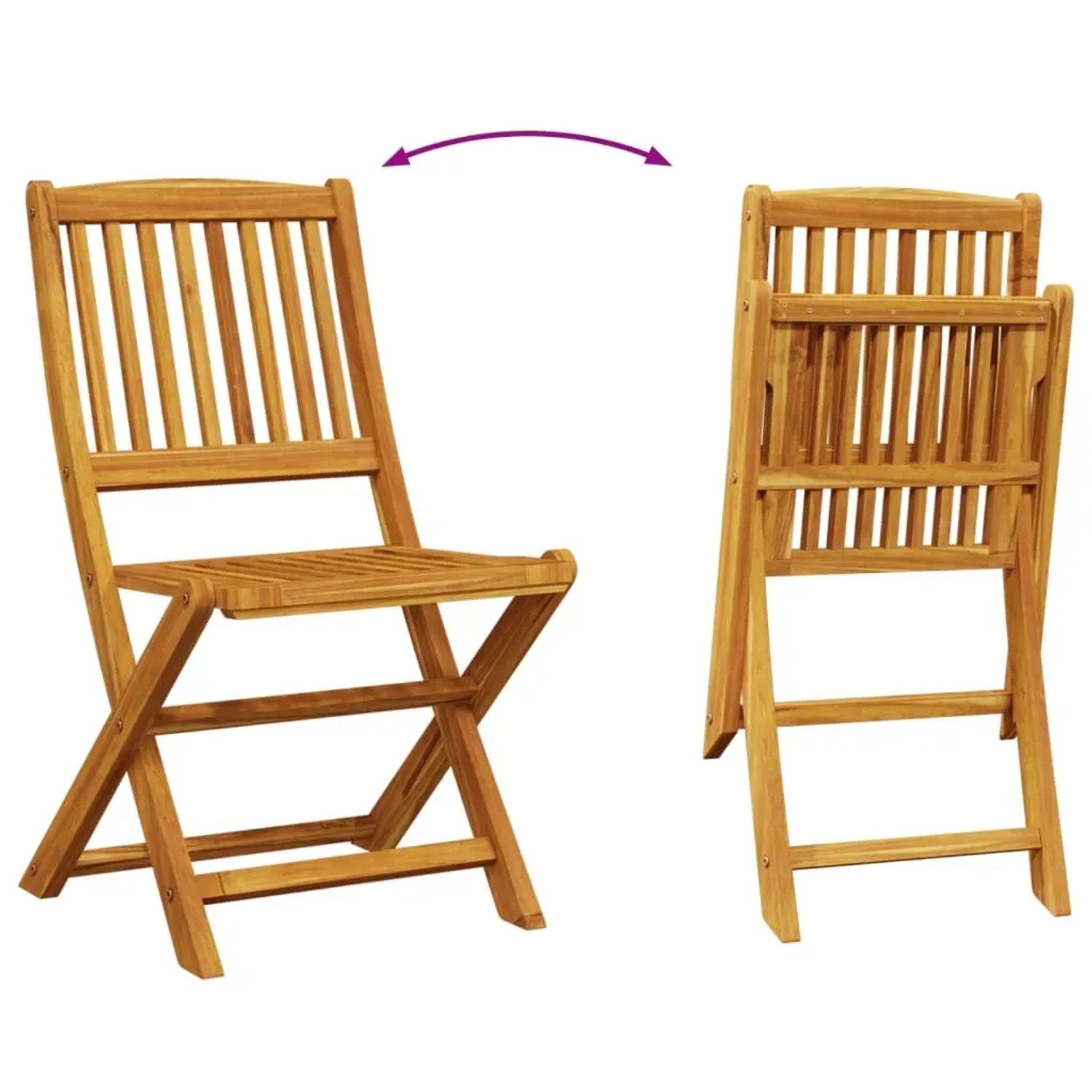 vidaXL Gartenstuhl aus Akazienholz, klappbar, für Gartenmöbel Sets.