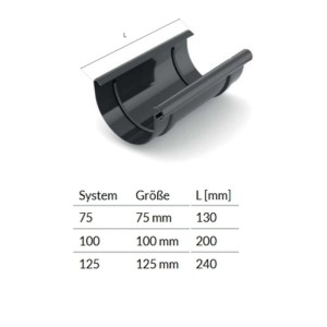 Bryza Rinnenverbinder Graphit Dachrinne 75mm