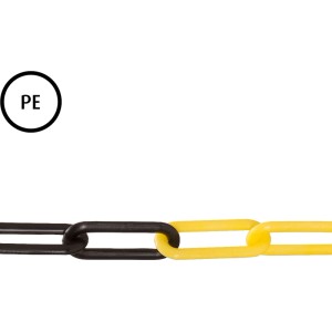 Schwarz-gelbe Absperrkette aus Polyethylen, Ø 6 mm, als Meterware.