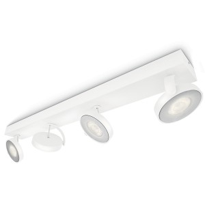 Weißer Philips myLiving LED-Spot Clockwork, 4er-Set, Warmglow. Deckenspot mit vier schwenkbaren Strahlern.