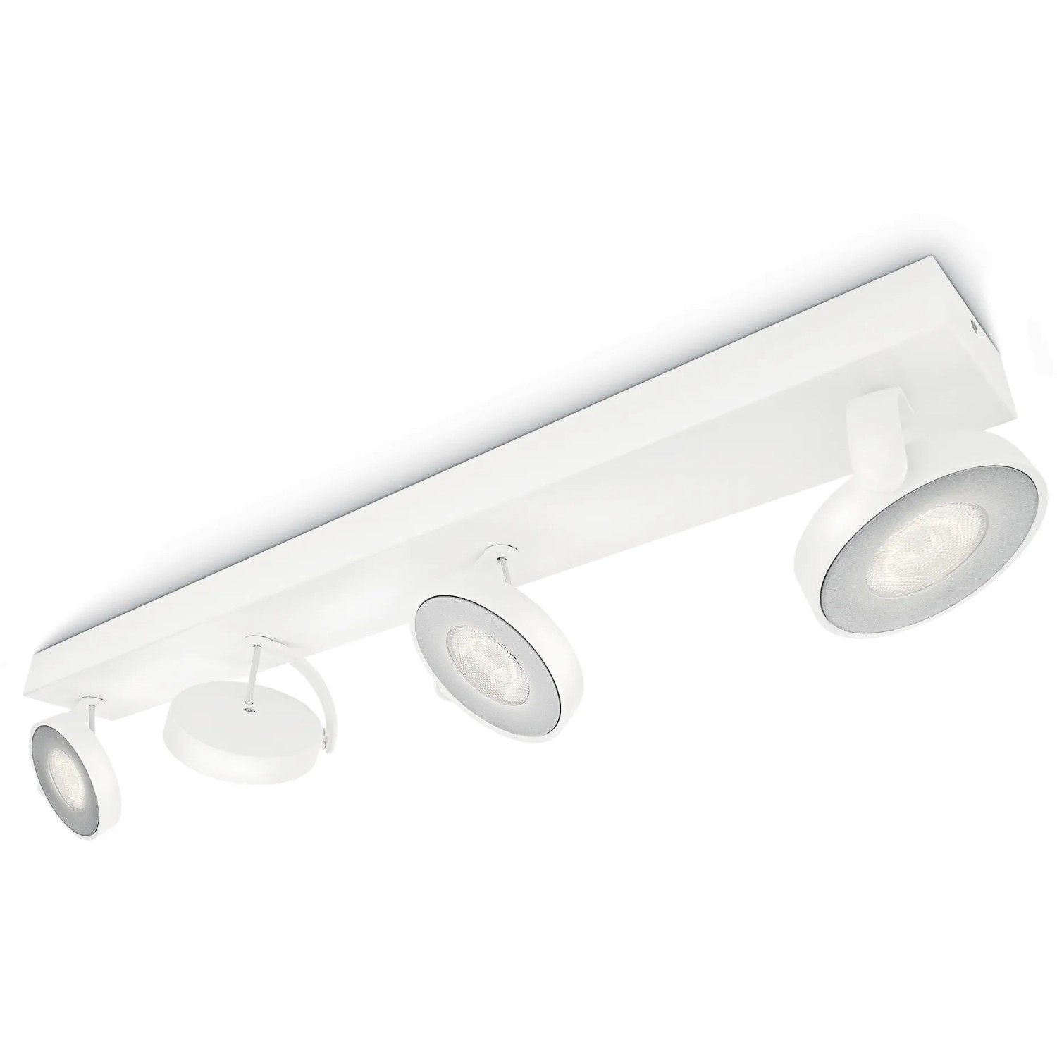 Weißer Philips myLiving LED-Spot Clockwork, 4er-Set, Warmglow. Deckenspot mit vier schwenkbaren Strahlern.
